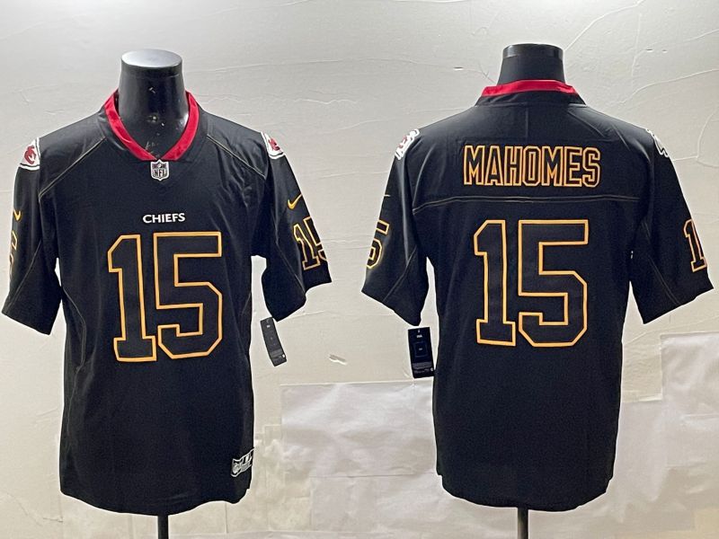 Men Kansas City Chiefs 15 Mahomes Black 2025 Nike Limited NFL Jersey style 1